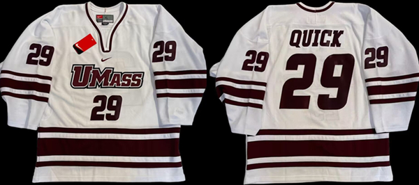 Men's Los Angeles Kings Custom White UMASS Stitched Jersey